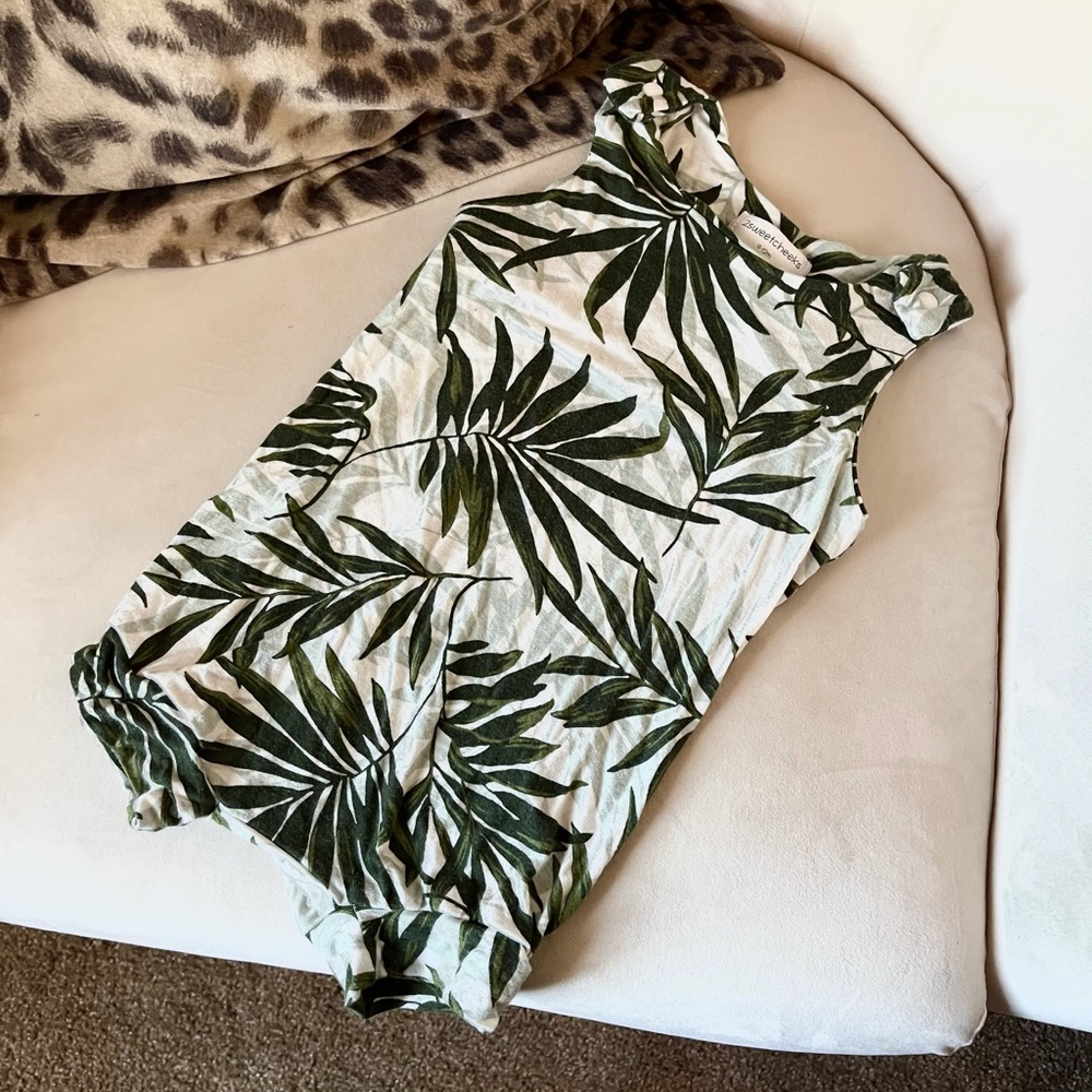 Toddler 9-12m palm leaf summer tank romper